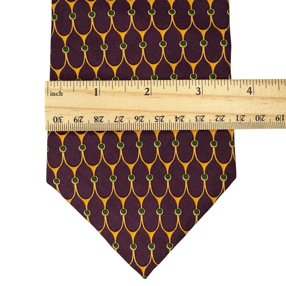 BROOKS BROTHERS 100% Silk Tie Made In USA Imported Men's Maroon Gold Necktie 60